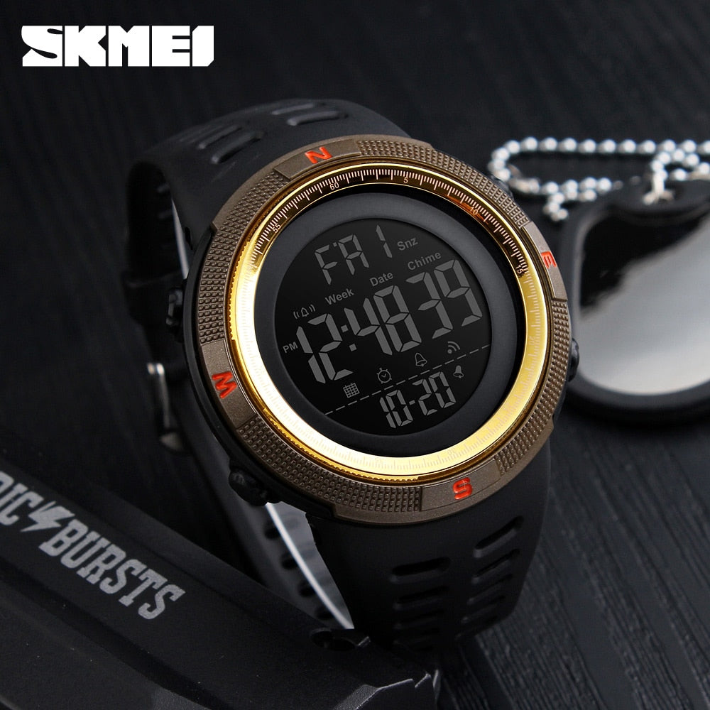 SKMEI Men's Waterproof LED Digital Sport Watch – Multifunction